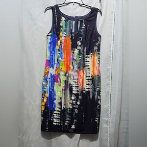 Mario Serrani Made In ITALY Abstract Multicolor Sleeveless Dress